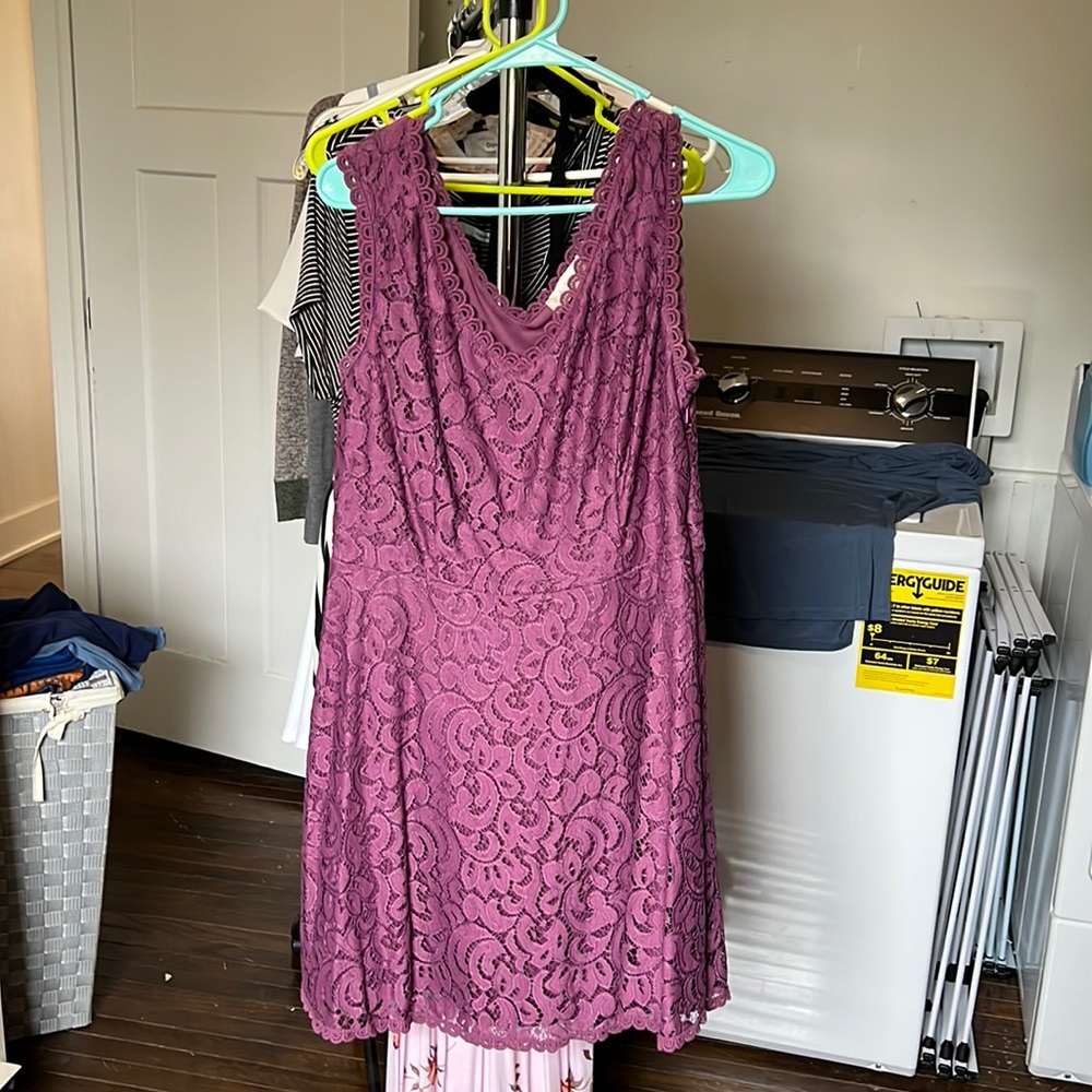 Purple lace fit and flare dress